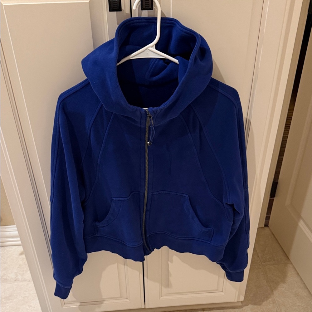Lululemon Cropped Blue Zip-Up Hoodie Sz M/L